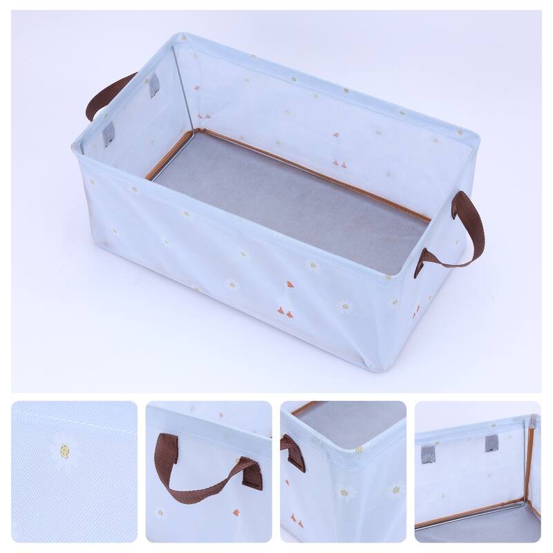 Storage Cube, 1 Pack Fabric Storage Bins with Handles for Shelves Closet, Collapsible Storage Basket for Organizing Clothes - Blue