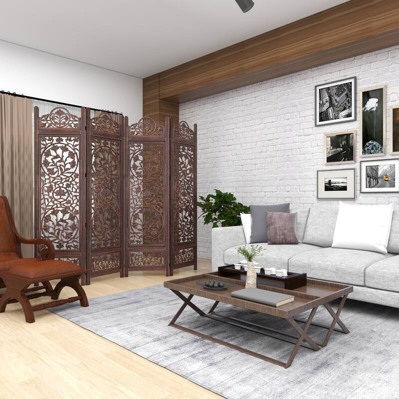 Brown MDF Traditional Room Divider Screen 72 x 80 x 1