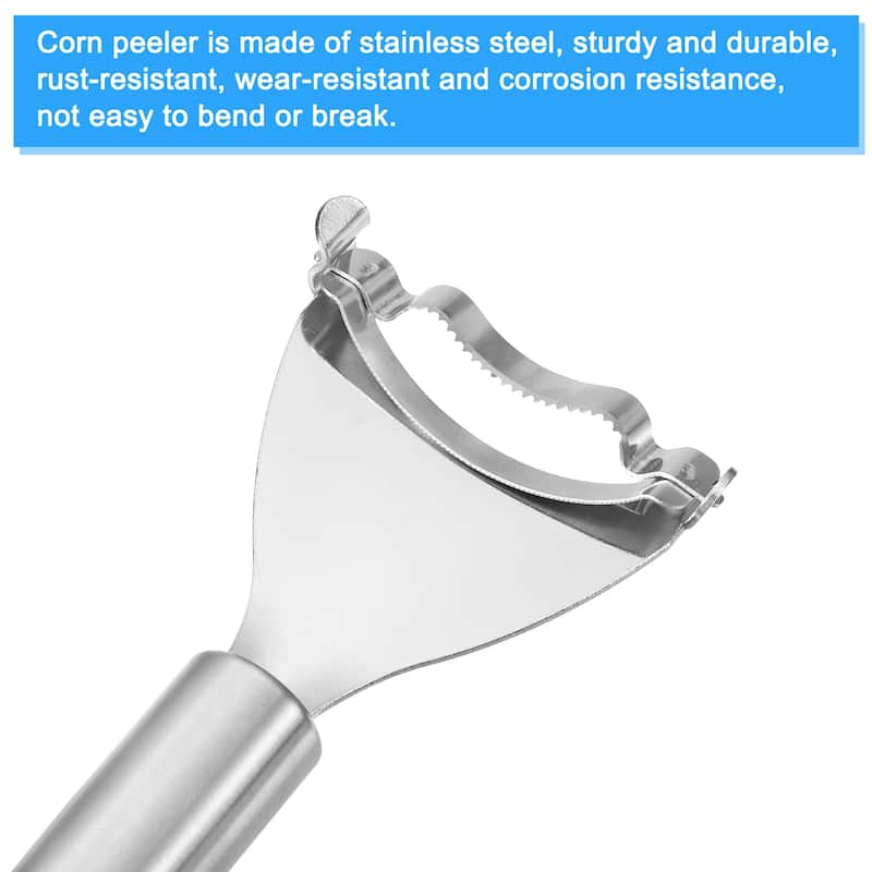 2pcs Corn Cob Peeler Stainless Steel Corn Stripper Tool Corn Remover Tool Silver