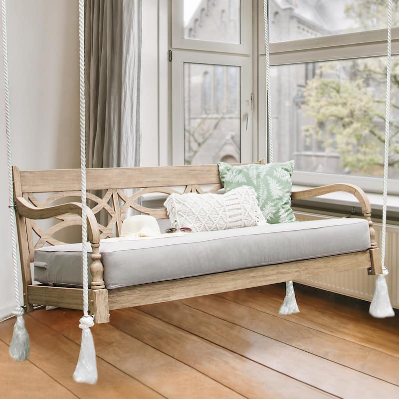 Cambridge Casual Renley Wood Outdoor Porch Swing Daybed with Cushion