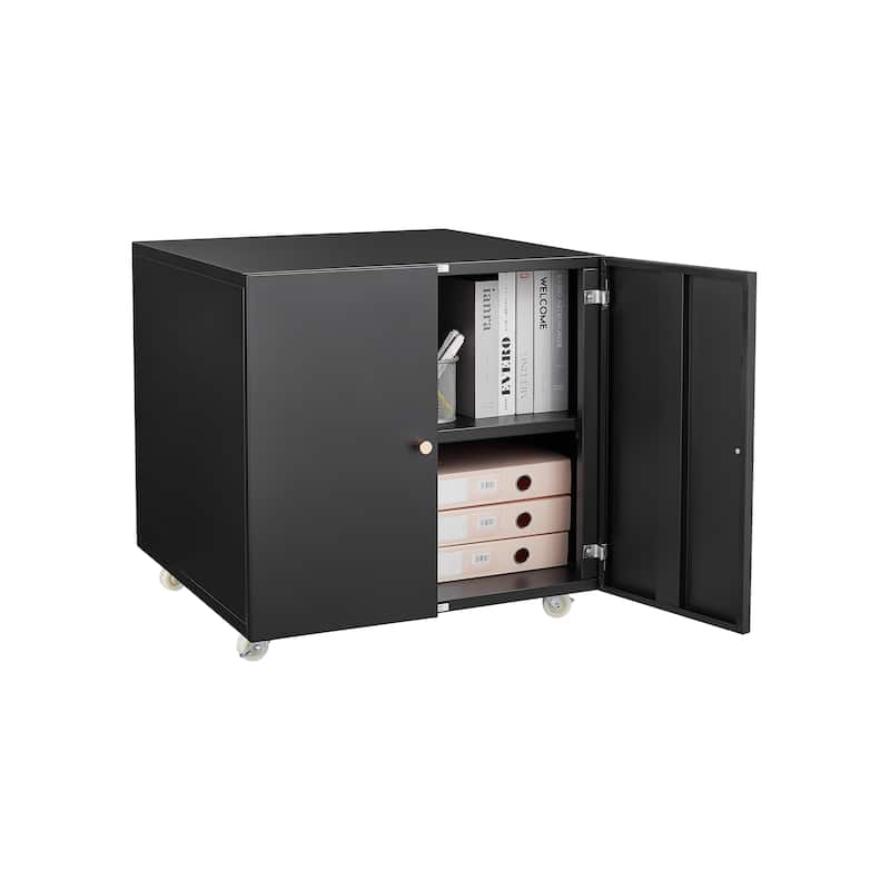 Modern File Cabinet Printer Cabinet with 360° Lockable Casters, Waterproof and Adjustable Shelves, for Office Home Garage