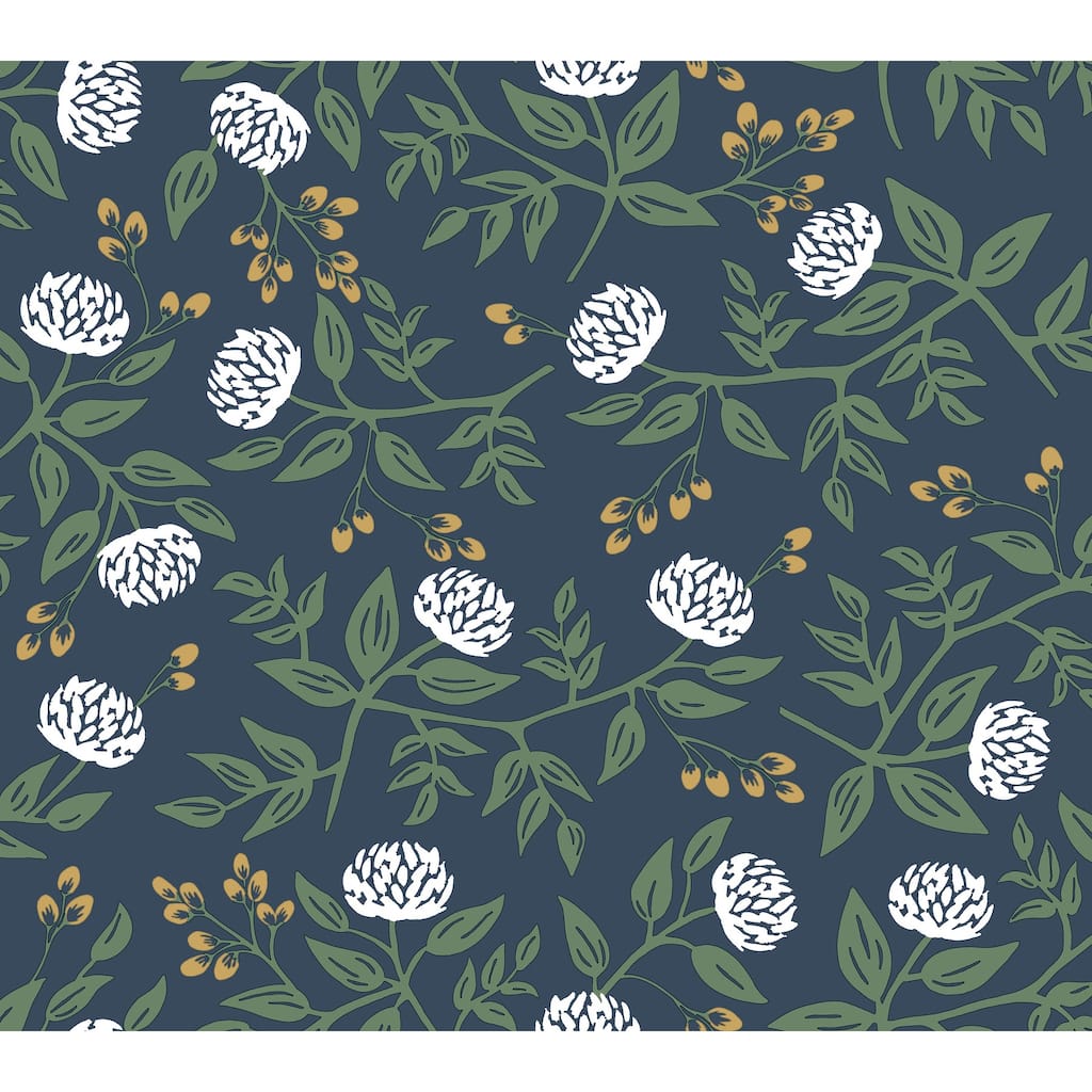Rifle Paper Co. Peonies Navy Floral Premium Peel + Stick Wallpaper