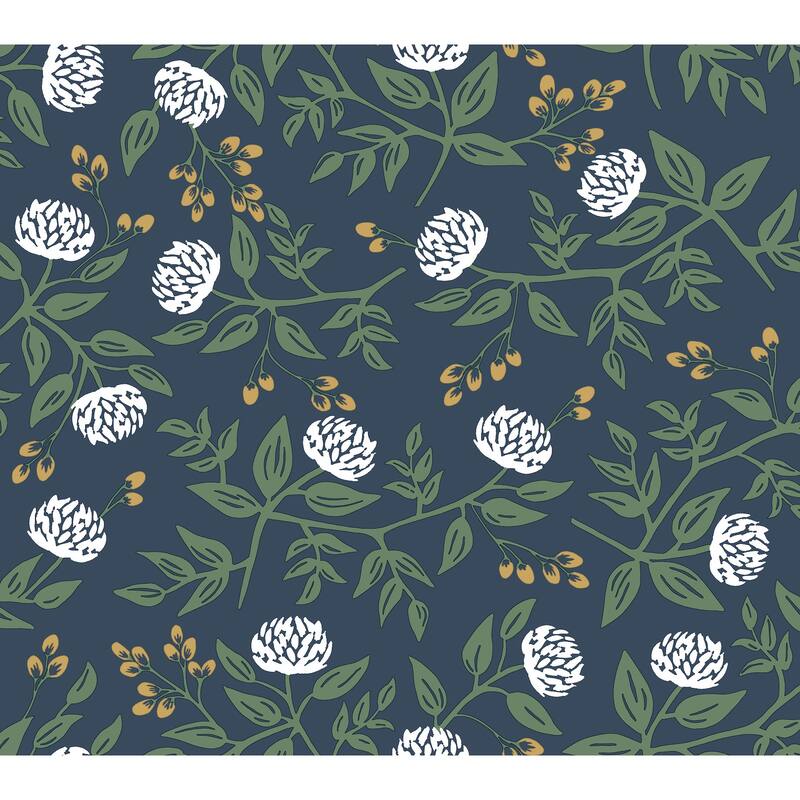 Rifle Paper Co. Peonies Navy Floral Premium Peel + Stick Wallpaper