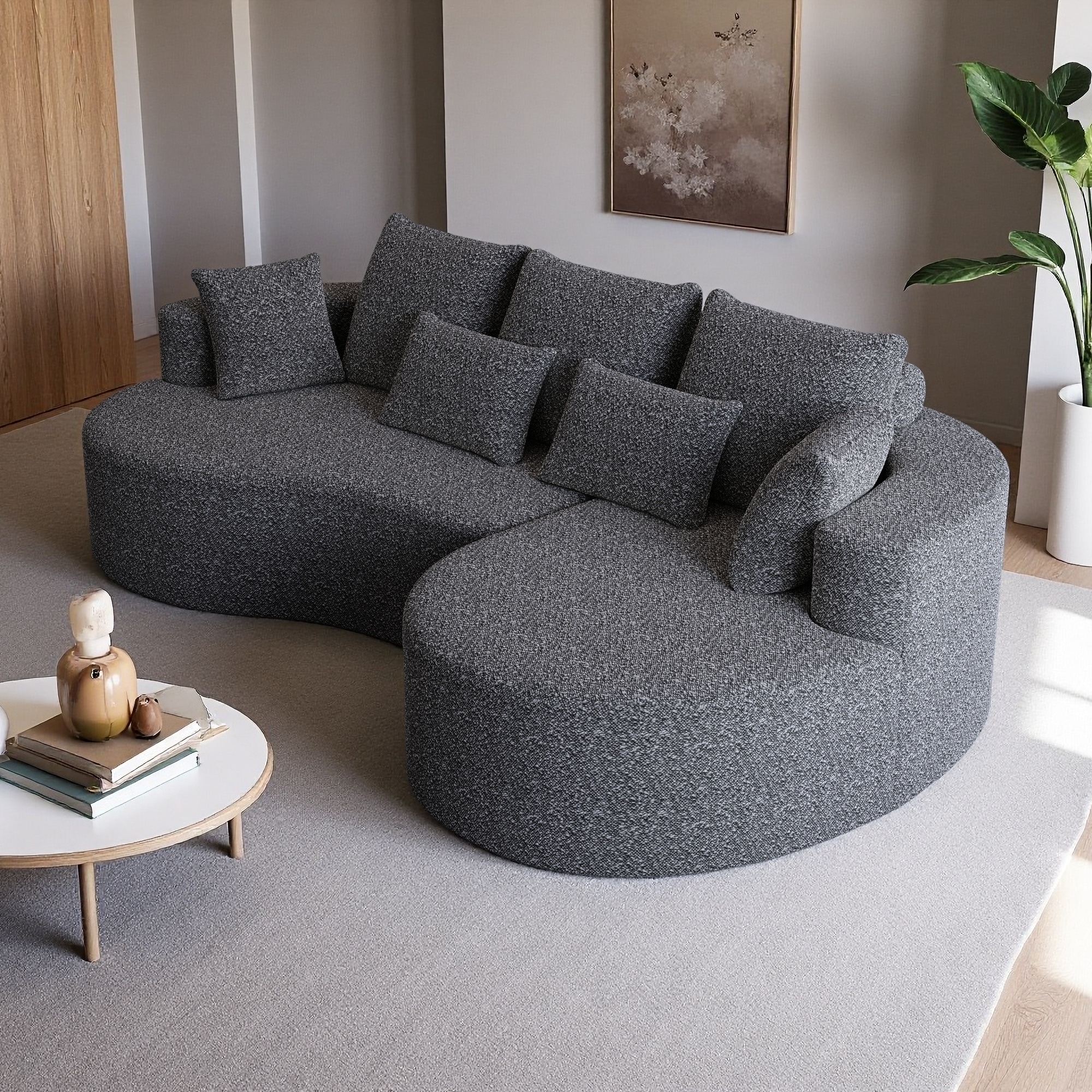 105" Chenille Modular Sectional Sofa with 7 Pillows, Deep Seat