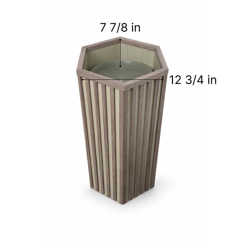 Hexagon Column Planter LG, White