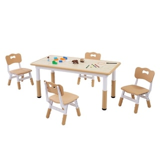 Adjustable Kids Table and 4 Chair Set for Ages 2–8, Multi-Function Activity Desk - 47.24 x 23.62 x 18.98-22.52 inch