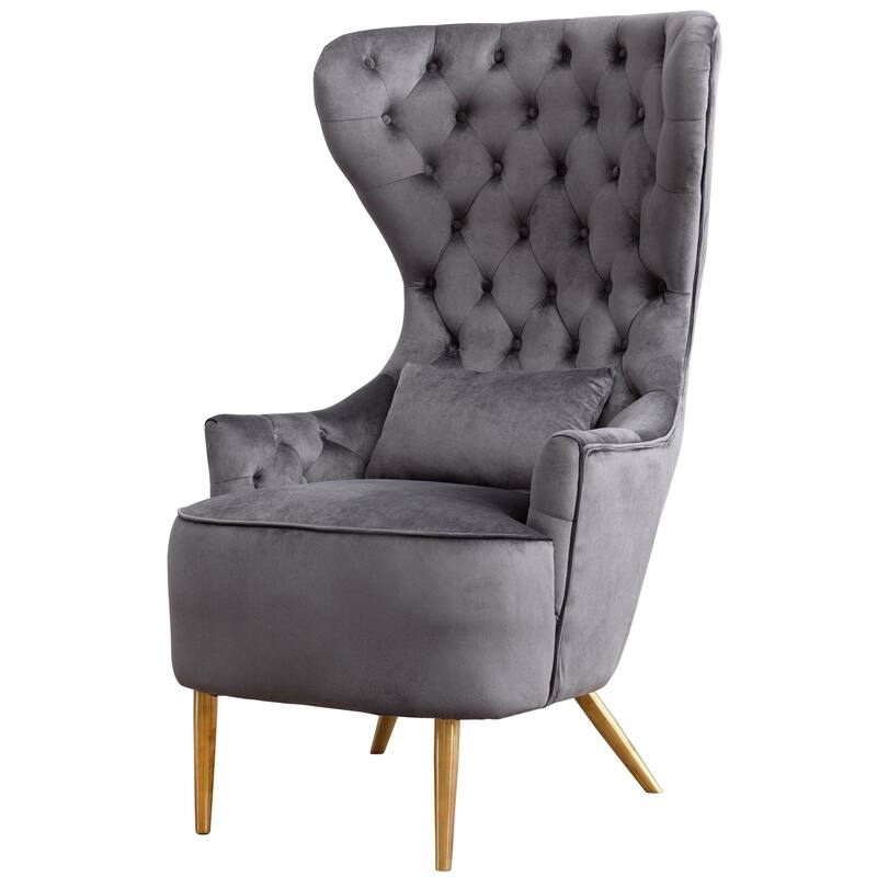 KINWELL Tufted High Wingback Accent Chairs Velvet Armchairs, Set of 2