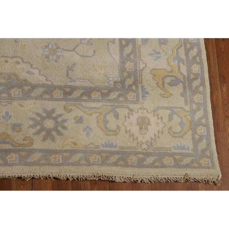 Earth Tone Oushak Indian Rug Hand-Knotted Transitional Wool Carpet - 8'0"x 9'5"