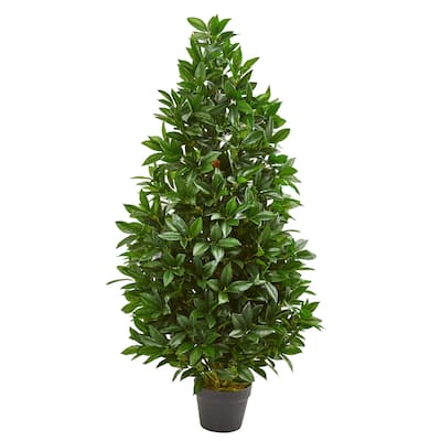 4' Bay Leaf Artificial Topiary Tree UV Resistant (Indoor/Outdoor) - Green