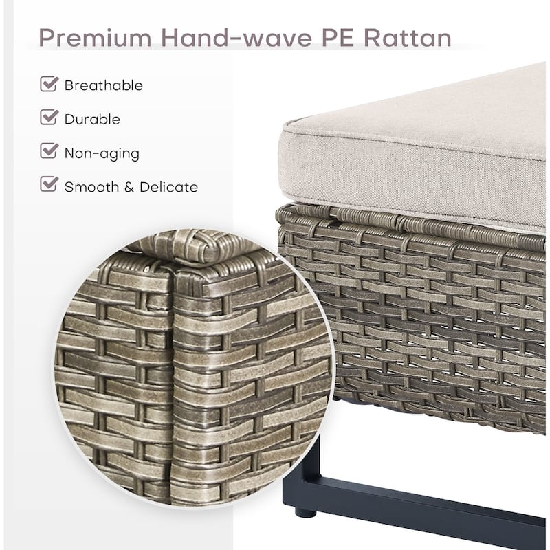 Gymojoy Outdoor Wicker Ottomans with Olefin Cushions