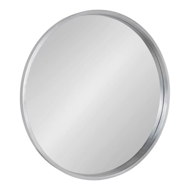 Kate and Laurel Travis Round Wood Accent Wall Mirror - 31.5" Diameter - Silver