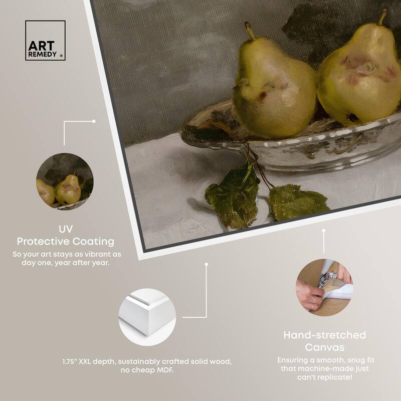 Two Pears in a Silver Bowl Canvas by Art Remedy
