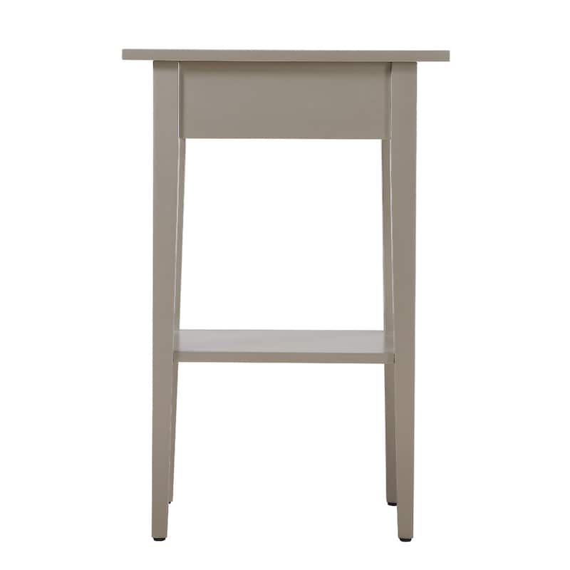 1-Drawer Wooden Nightstand with Open Shelf - 28" - Silver Champagne