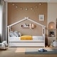 preview thumbnail 2 of 10, Twin Imaginative House Daybed with Headboard for Kids Girls Boys, Wooden Storage Platform Bedframe with Trundle & Sky Roof,White