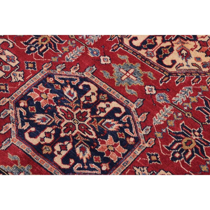 Tribal Super Kazak Nikolai Red/Tan Hand Knotted Wool Rug - 4'3'' x 5'8''