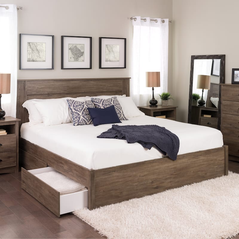 Prepac King 4-post Platform Bed with Optional Drawers