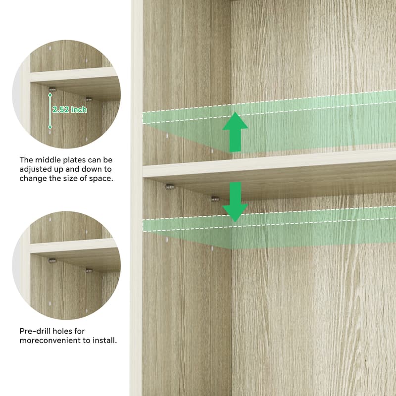 80"H Tall 6-Tier Bookcase With 2 Adjustable Shelves，Modern Open Storage Shelf for Home Office and Bedroom