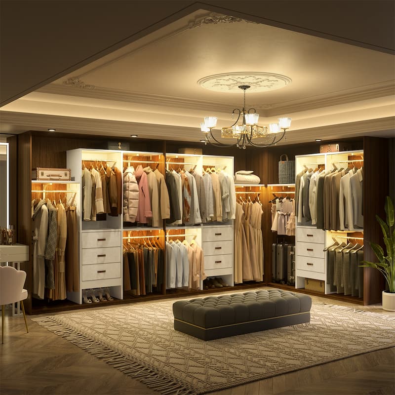 4FT Kid‘s Closet System with Fabric Drawers, DIY Closet Organizer with Adjustable Hanging Rods