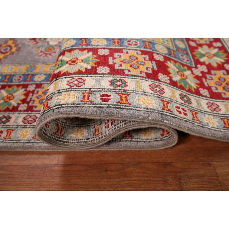 Grey Kazak Oriental Area Rug Hand-Knotted Wool Carpet - 5'0" x 6'10"