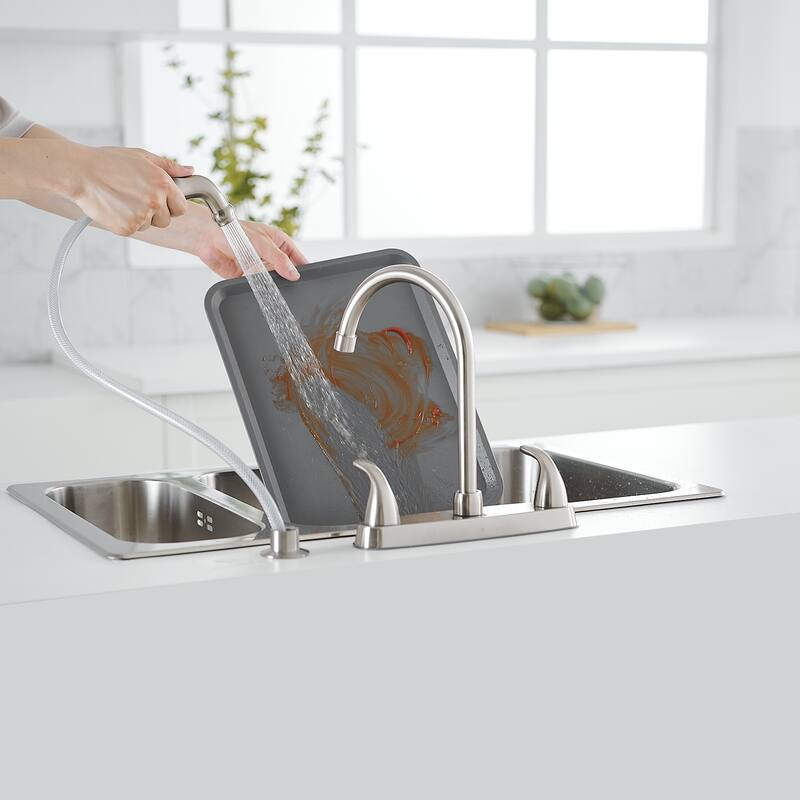 WIZ Two-Handle 4 Holes Kitchen Sink Faucet With Side Sprayer