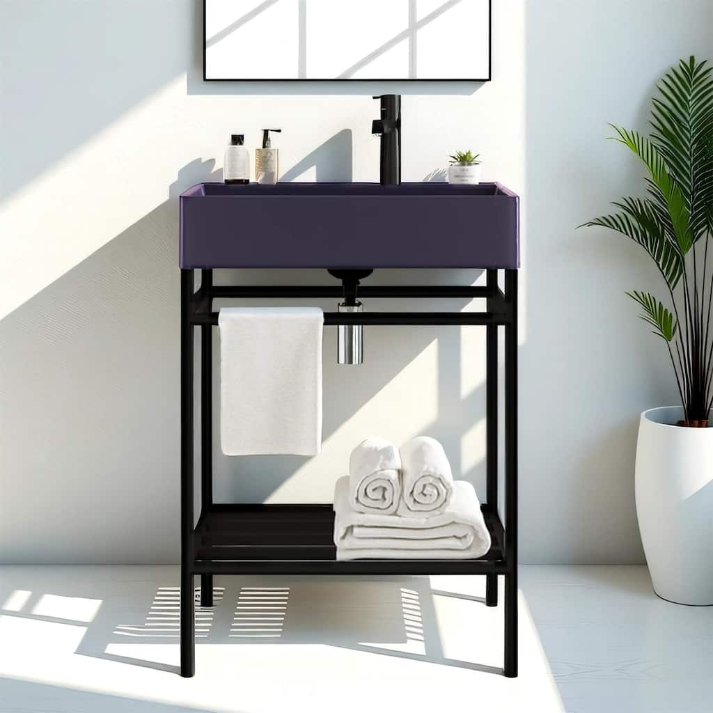 24" Bathroom Ceramic Basin without Cabinet