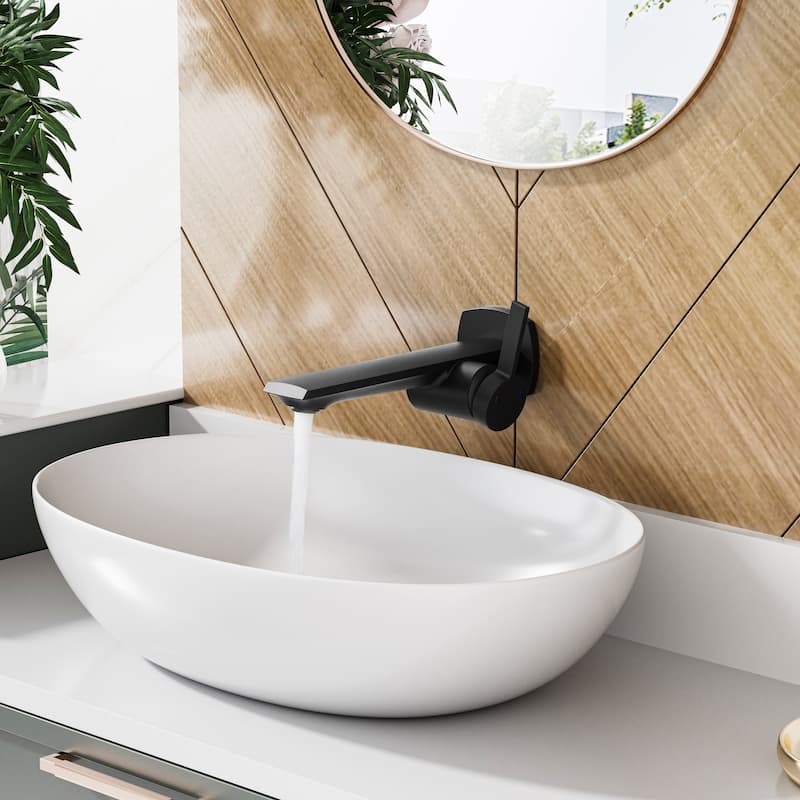 Modland Wall Mount Single Hole Bathroom Faucet, NSF/CUPC Certified & Salt Spray 8 (Matte Black/Rose Gold)