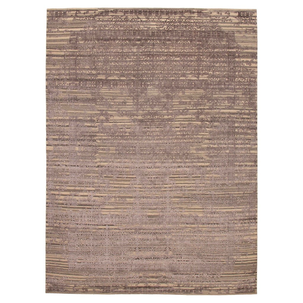 ECARPETGALLERY Hand-knotted Heritage Taupe Silk, Wool Rug - 9'8 x 12'10
