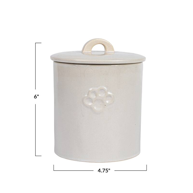 Debossed Stoneware Treat Canister with Paw Print