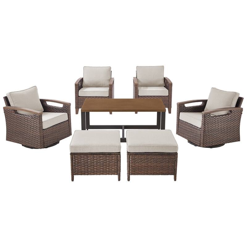 Pocassy Outdoor Brown Wicker Funitre with Cushion Set