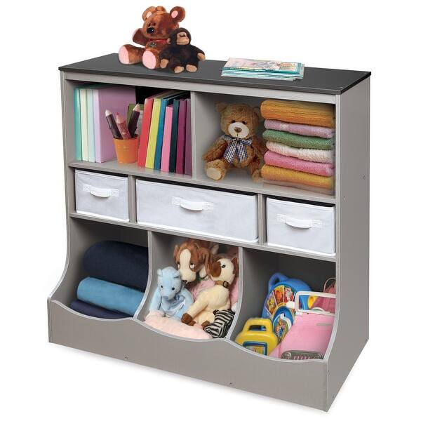 badger basket combo bin storage unit with three baskets gray
