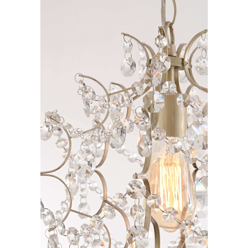 Dalia Brushed Silver-ish Champagne Single Light Mini Chandelier - 14 inches D x 16 inches H