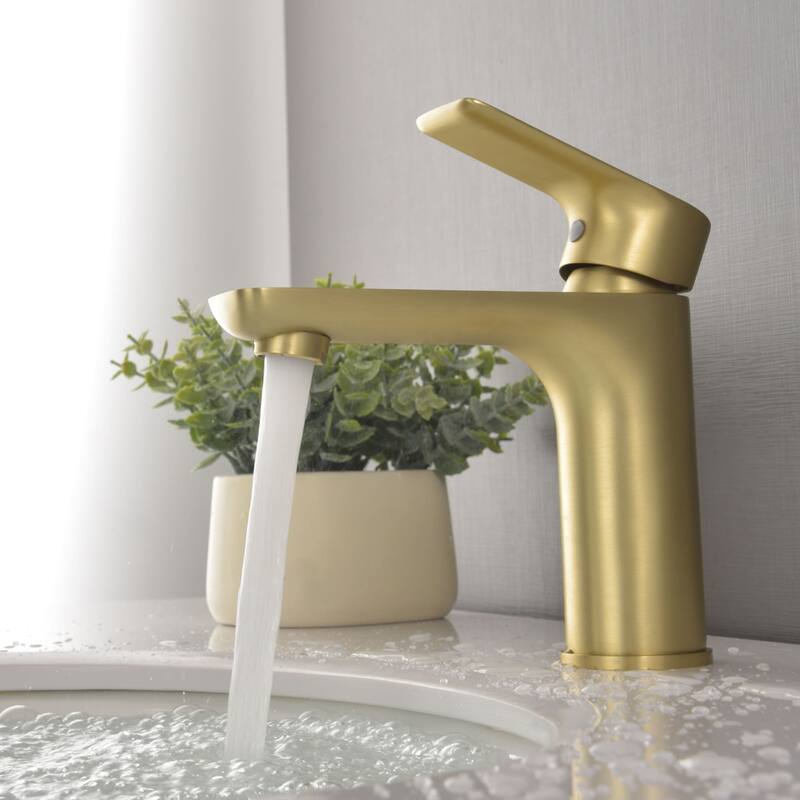 Single Hole Bathroom Sink Faucet Single Handle Bathroom Faucets Vanity Basin Faucet Modern Taps With Valve - Brushed Gold