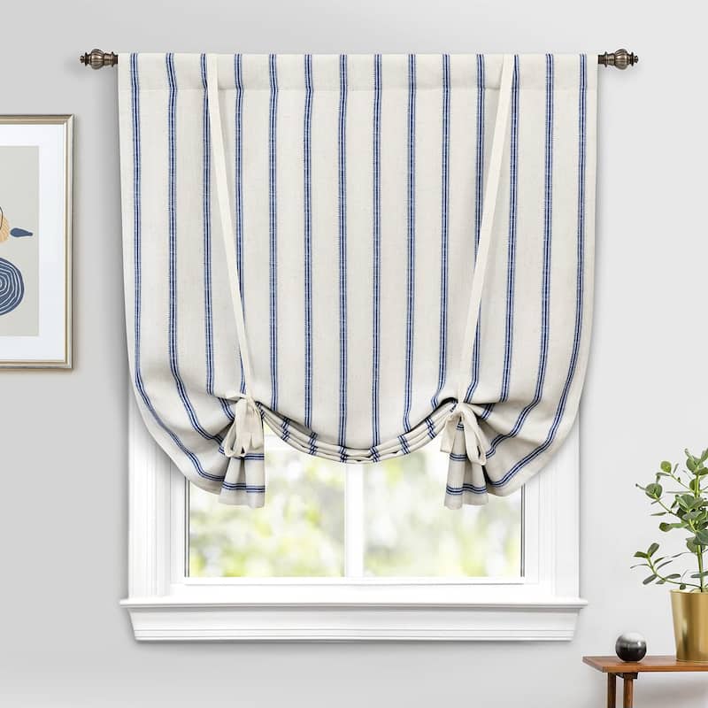 DriftAway Farmhouse Linen Blend Blackout Tie Up Curtain