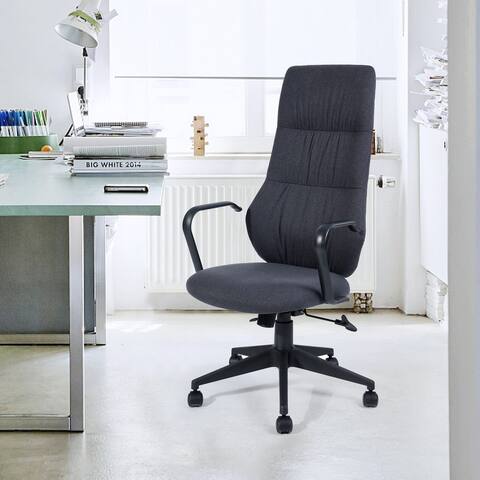 Porch & Den Wagoner Grey Ergonomic Executive Chair with Curved Back