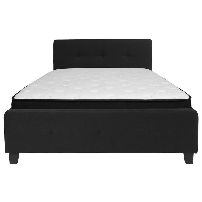 Button Tufted Platform Bed with Memory Foam Pocket Spring Mattress