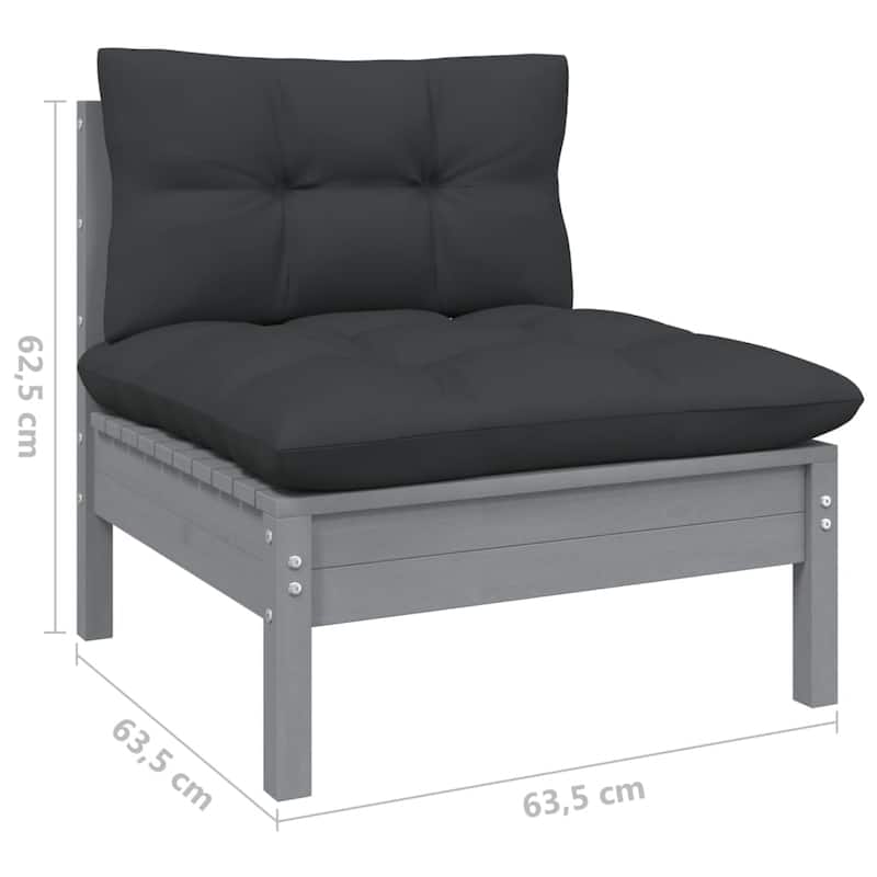 vidaXL Solid Pinewood Patio Lounge Set 8 Piece with Cushions Multi Colors - 25" x 25" x 24.6"