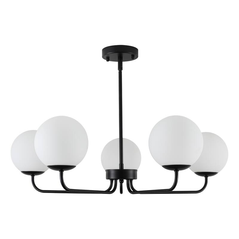 5-Light Dimmable Globe chandelier - Matte Black - N/A