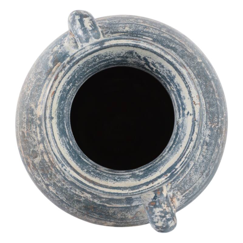 Handcrafted Terracotta Pottery Vase with Amphora Shape and Handles