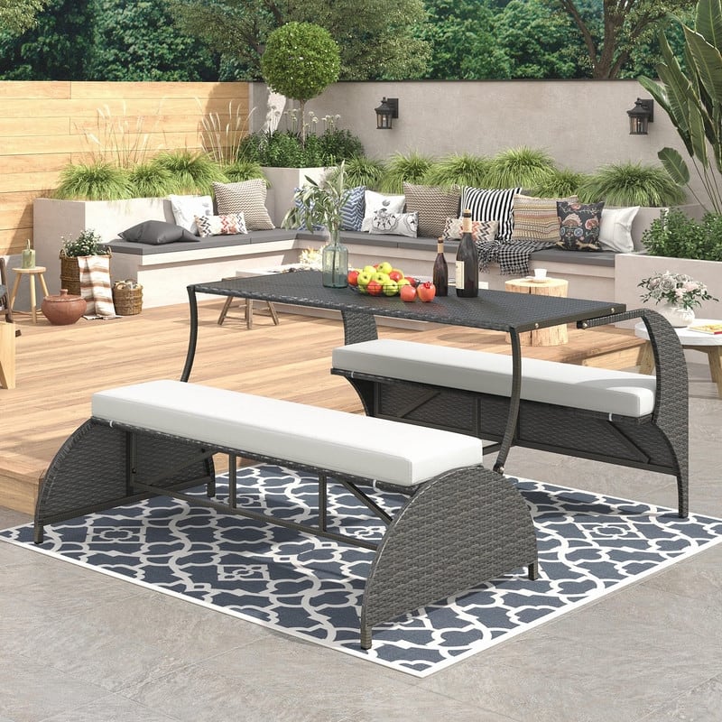 Versatile 3-Piece Outdoor Bistro Set Converts to Table and Seats for Gardens and Lawns - Beige