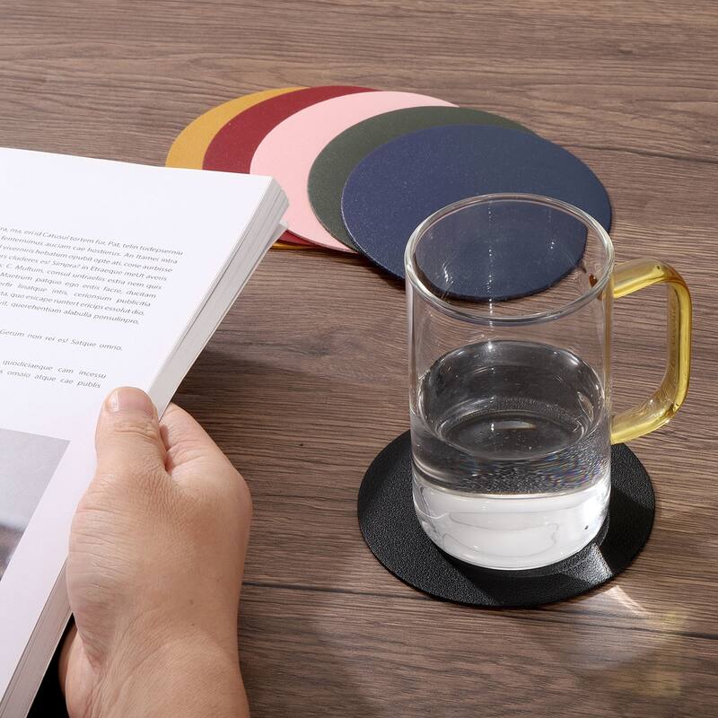 6Pcs 4"×4" Round Drink Coasters, PVC Dual Sided Dual Color