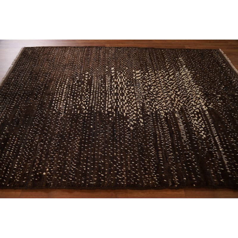 Hand Knotted Oriental 100% Wool Carpet Tribal Tribal Brown Moroccan Area Rug - 7' 11'' X 5' 8''