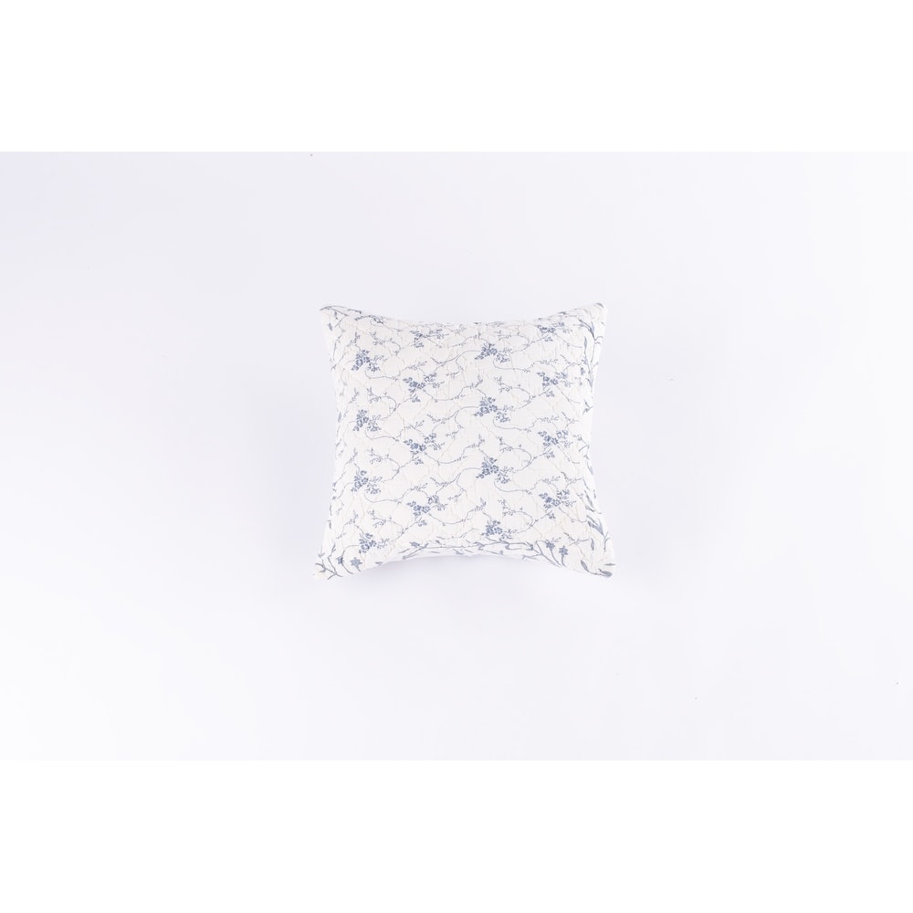 Cottage Home Blue & White Cotton Floral Vines Throw Pillow