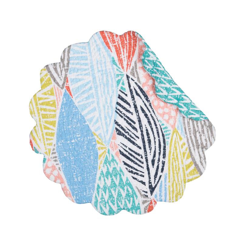 Surfside Sound Scalloped Round Placemats Set of 6 Nautical Design Beach, 17"