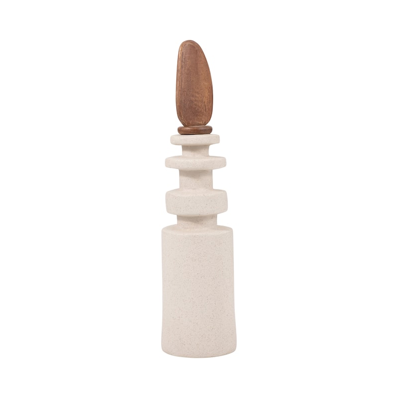 Sagebrook Home Unique Stacked Stone-Inspired Sculpture, Chic Earth Tone, Medium Size - 5" x 5" x 19"