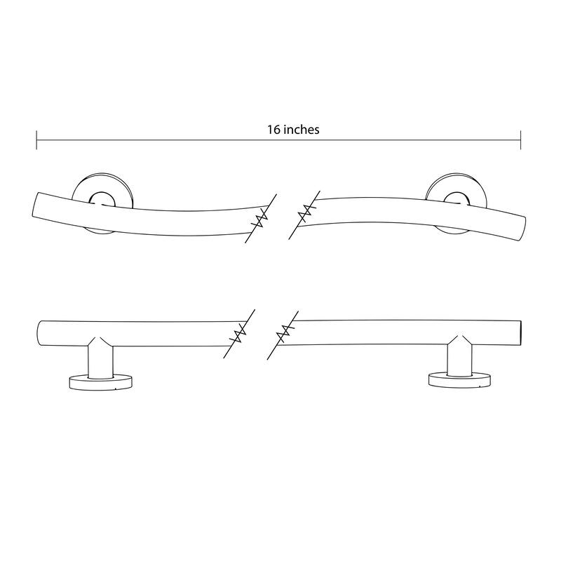 Keeney Wave Designer Grab Bar 1.25 Dia x 16 in., Polished Chrome