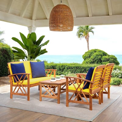 SAFAVIEH Outdoor Living Fontana Yellow 4-Piece Outdoor Living Set