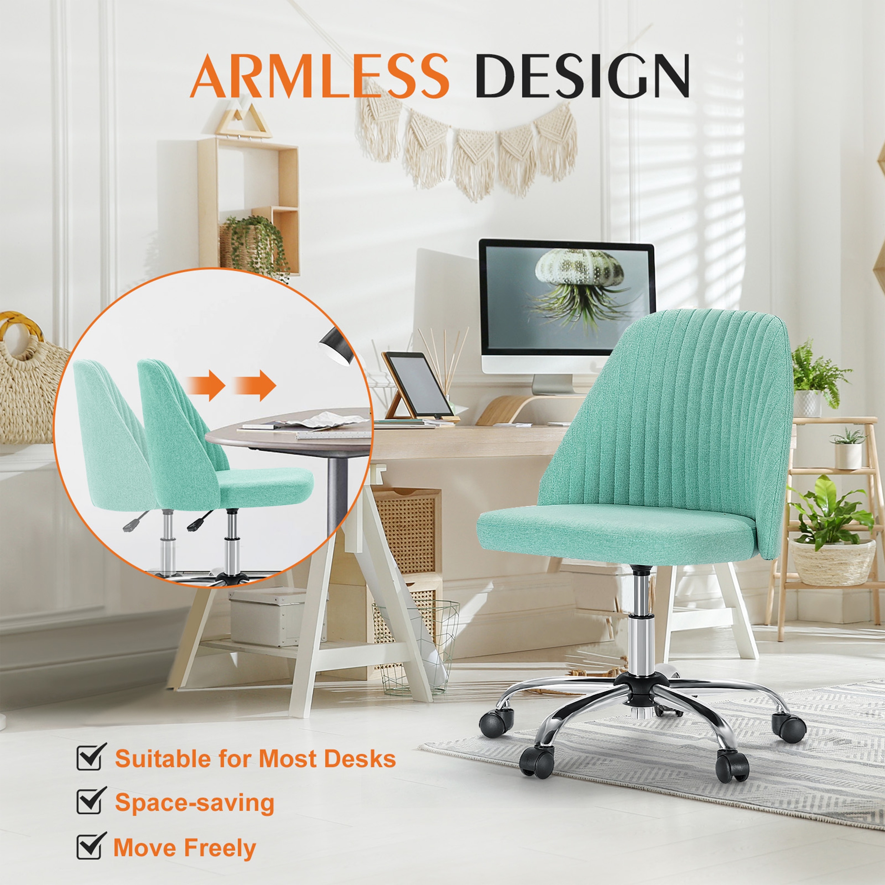 Armless Chairs Compact Office Chair For Small Space Compact Office