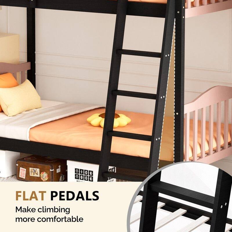 Twin Over Twin Solid Wood Bunk Bed for Kids and Adults, No Box Spring Required