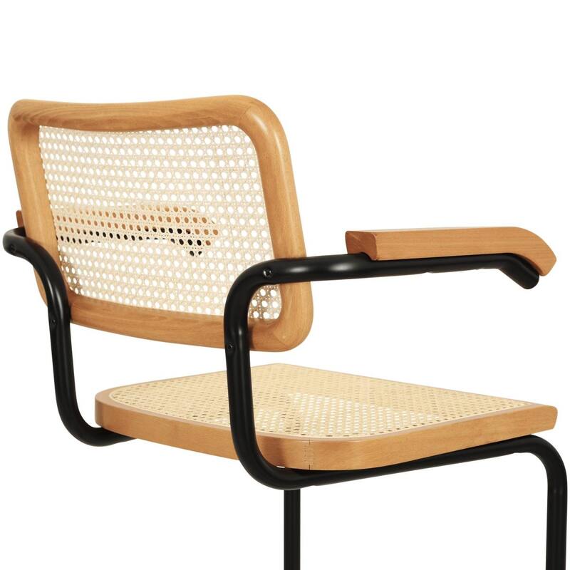 Breuer Chair Company Marcel Breuer Cesca Cane Cantilever Armchair Arm Chair w/ Black Steel Frame (Various Wood & Cane Colors)