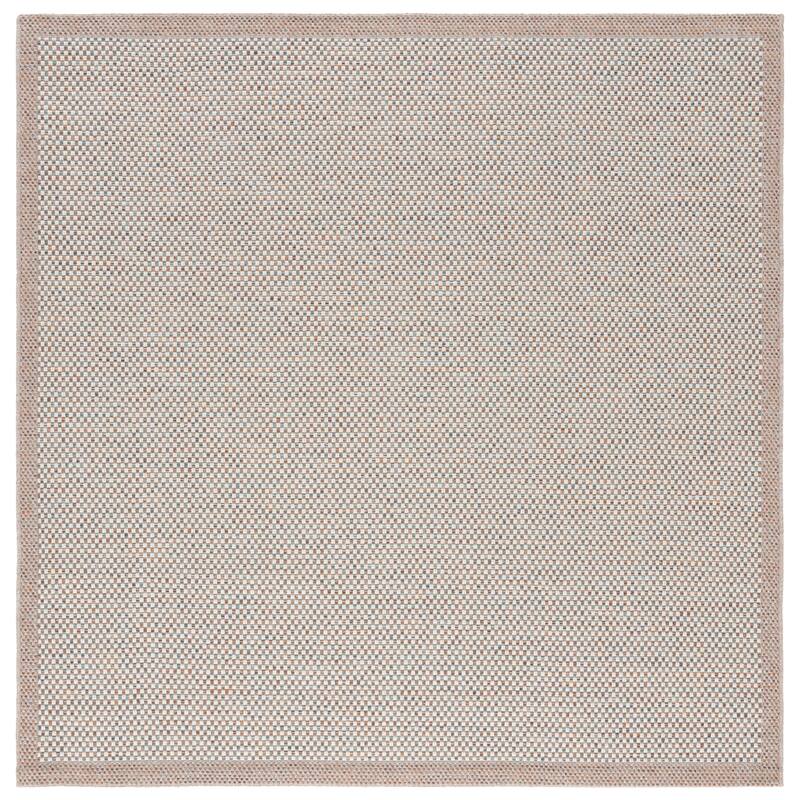 SAFAVIEH Sisal All-Weather Tilda Transitional Rug - 6'7" Square - Ivory/Aqua Orange